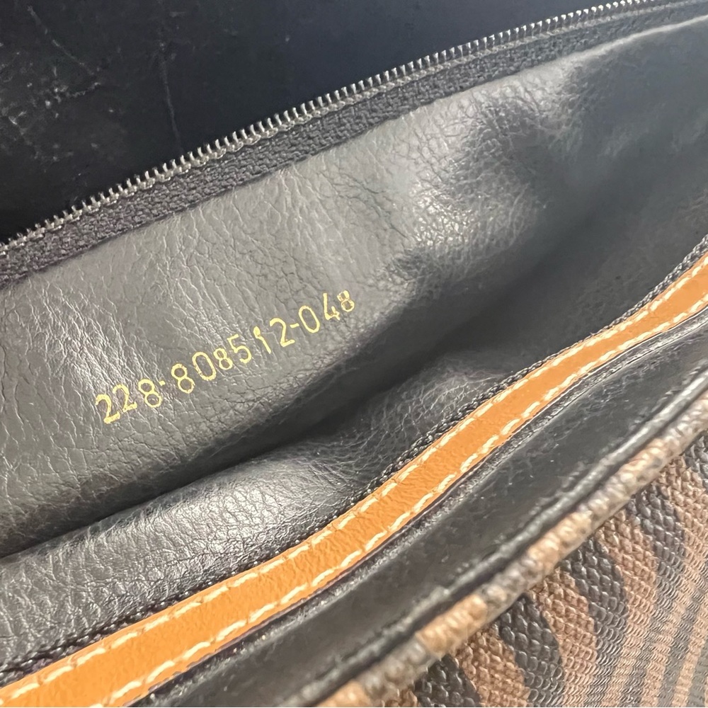 Vintage Fendi large brief shoulder bag striped logo serial number - Picture 8 of 15